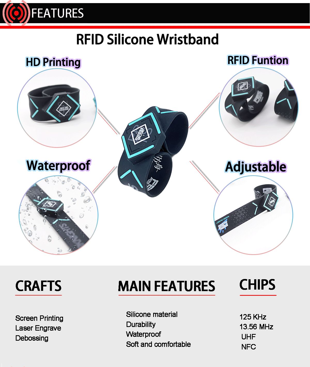 Bracelet en silicone RFID