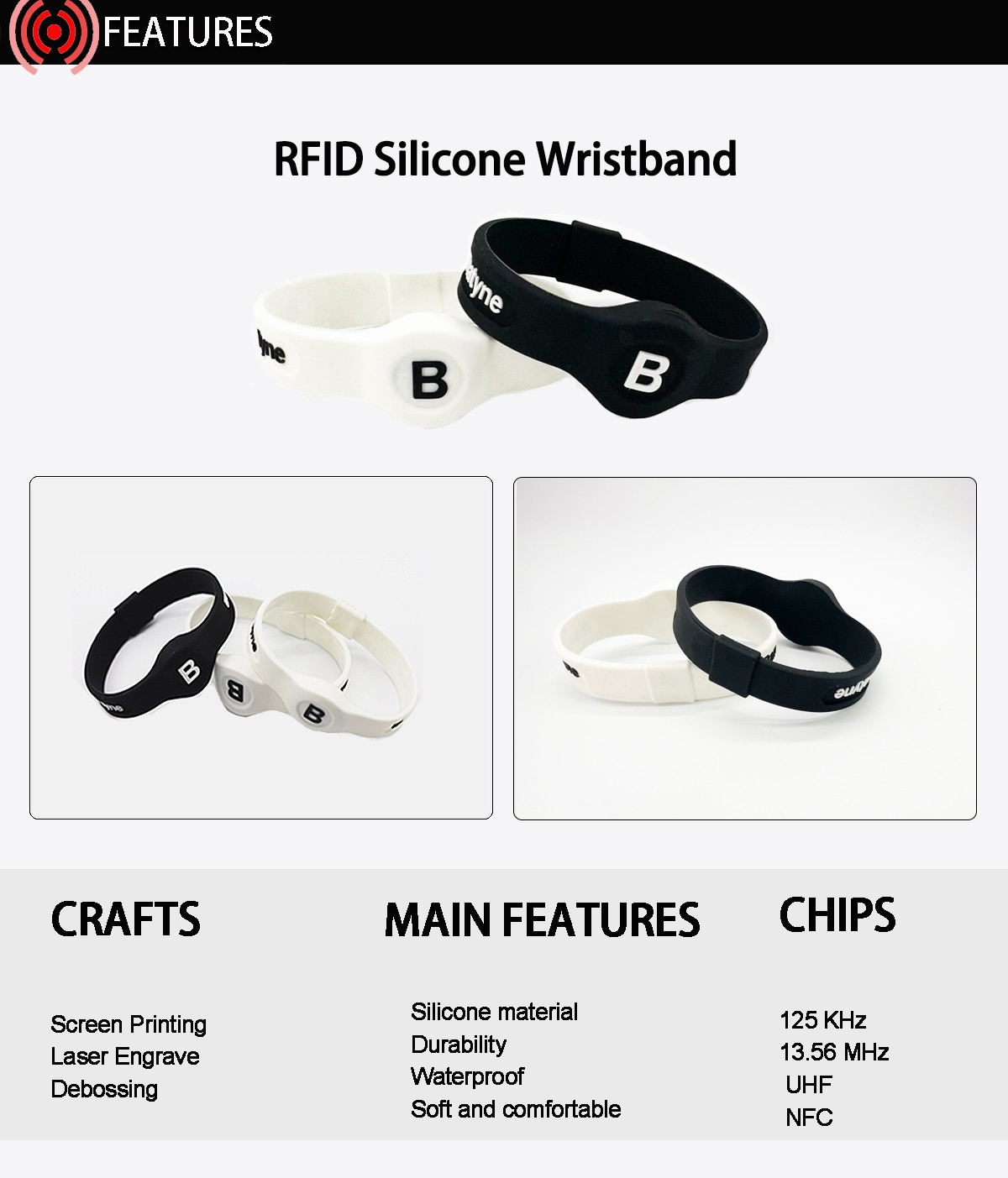 Bracelet en silicone RFID